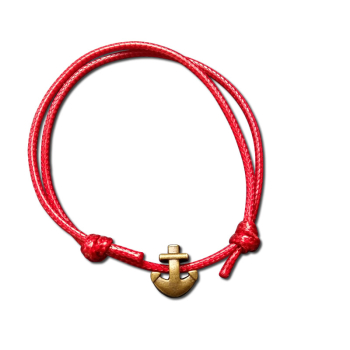 Anker-Armband BEEKE Rot mit bronzenem Anker