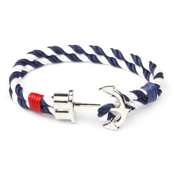 Anker-Armband AALTJE Weiß Blau Maritim mit silbernem Anker
