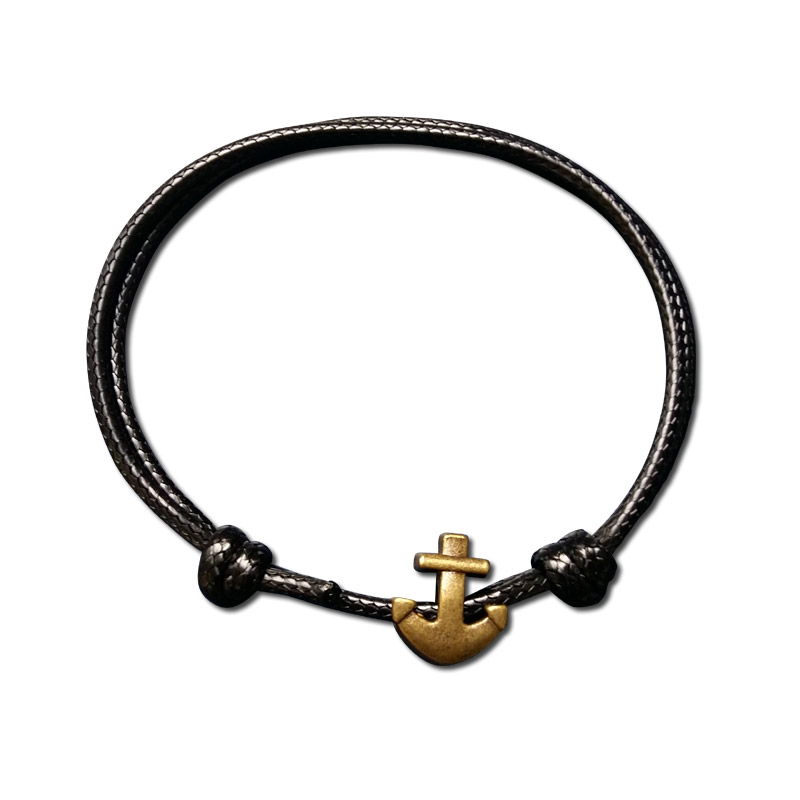 Anker-Armband BEEKE Schwarz mit bronzenem Anker
