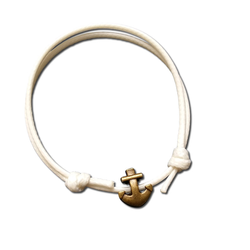 Anker-Armband BEEKE Weiß mit bronzenem Anker