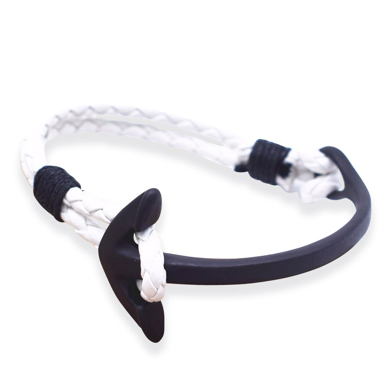 Anker-Armband BENDIX Weiß mit schwarzem Anker