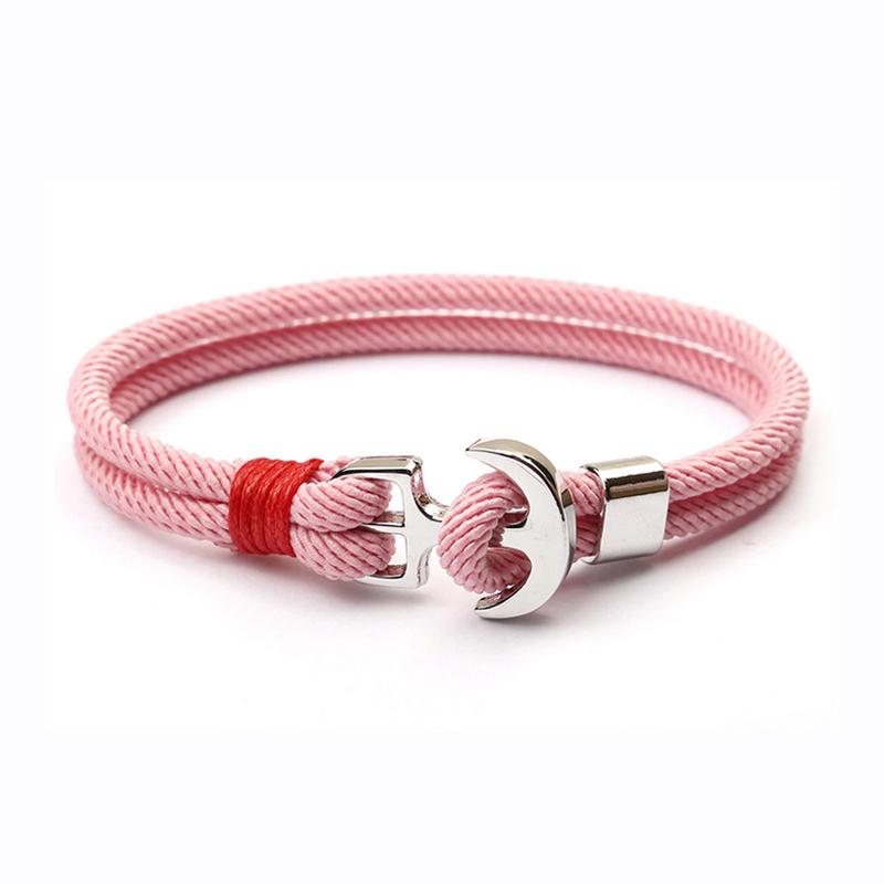Anker-Armband ESKE Pink mit silbernem Anker