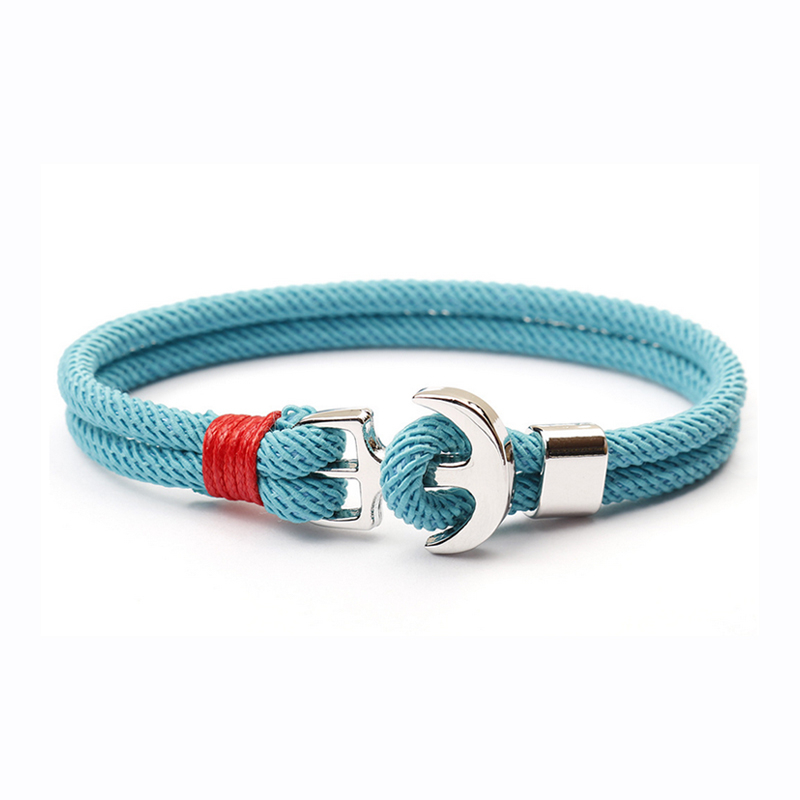 Anker-Armband ESKE Türkis mit silbernem Anker