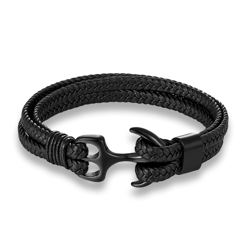 Anker-Armband HEINKE Schwarz mit schwarzem Anker