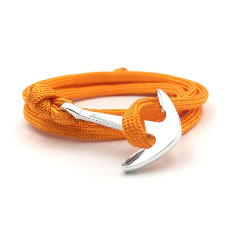 Anker-Armband JASPER Orange mit silbernem Anker