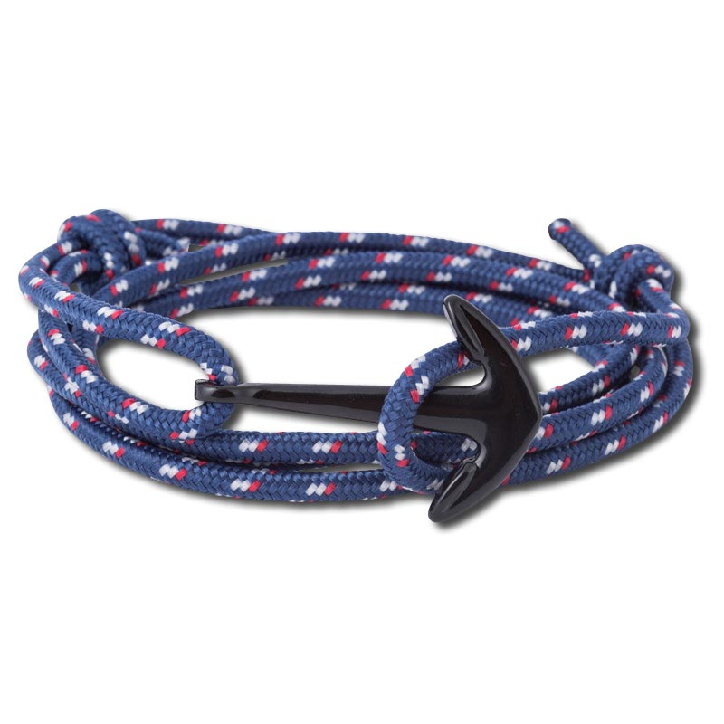 Anker-Armband JESKE Dunkelblau Maritim mit schwarzem Anker