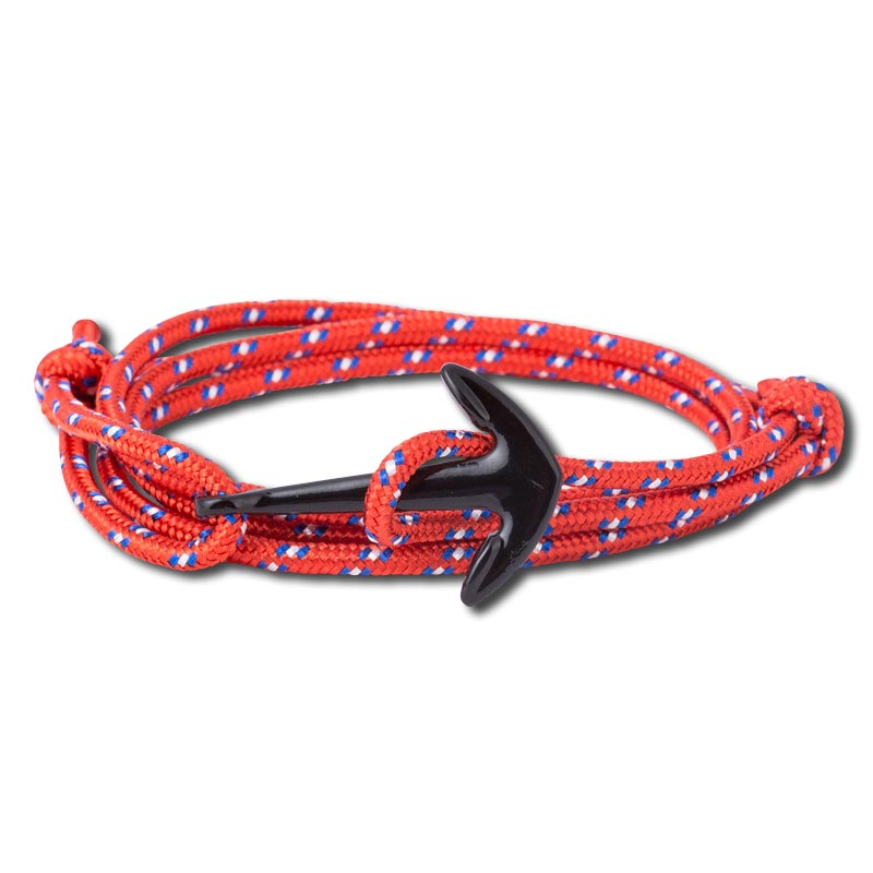 Anker-Armband JESKE Rot Maritim mit schwarzem Anker