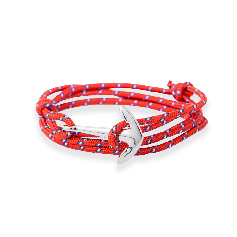 Anker-Armband JESKE Rot Maritim mit silbernem Anker