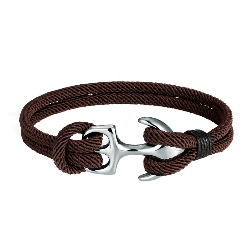 Anker-Armband LENKE Braun mit silbernem Anker